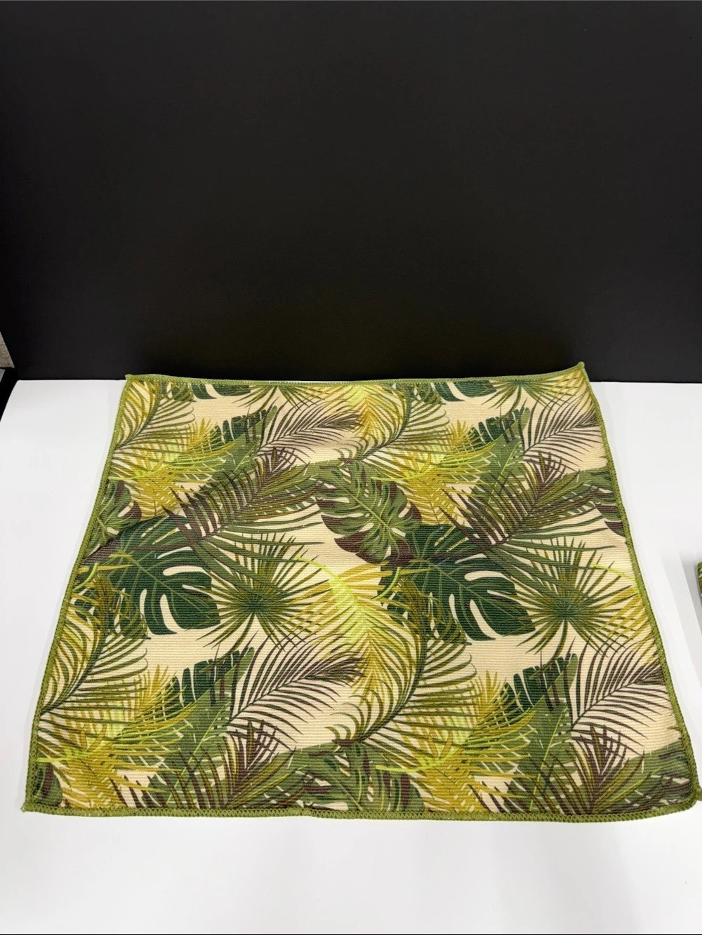 Harman Set of 2 Tropical Palm Leaf Kitchen Towels 16x19 Green Monstera